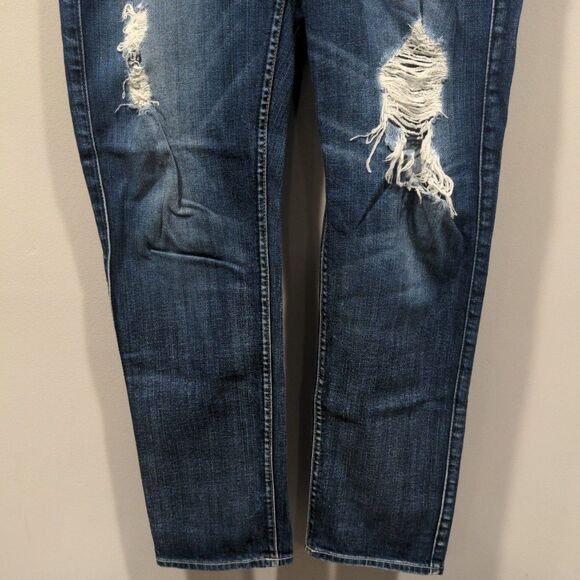 7FAMK Womens Josefina Skinny Boyfriend Distressed Jeans Size 30 Blue Button Fly - Picture 3 of 13